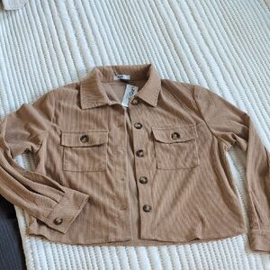 Zeagoo Cropped Corduroy Shirt Jacket Size S